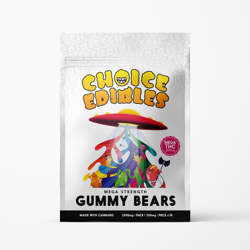 Choice Edibles Gummy Bear Pouch Design and Illustration - Mega Strength